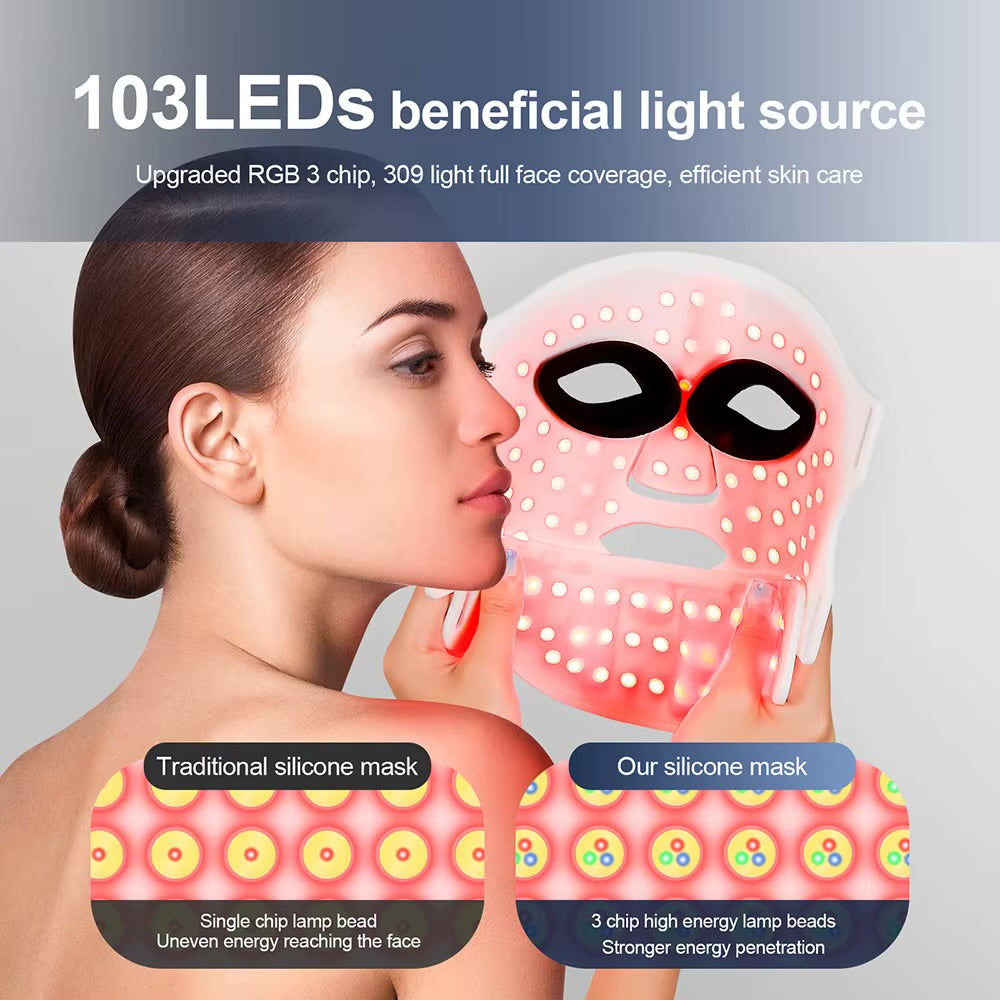 AURORA "WHITE" Face & Neck Mask - Wireless Red Light Therapy