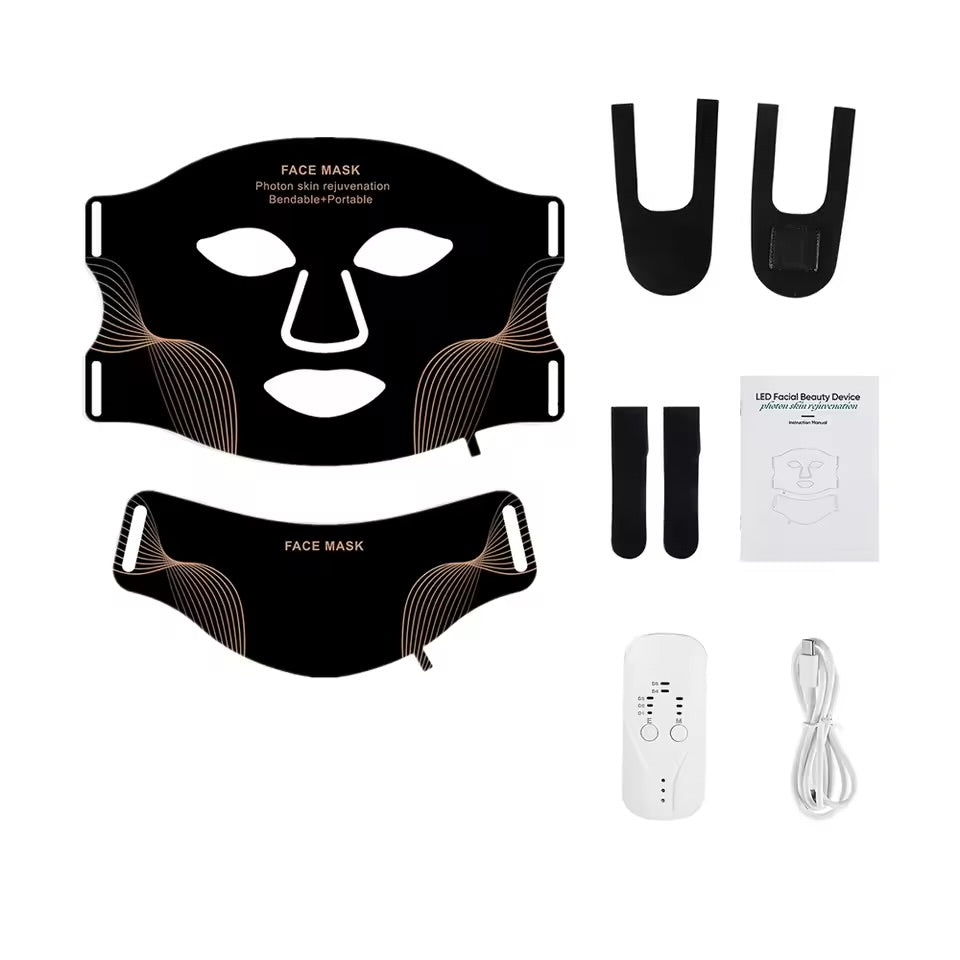AURORA "BLACK" Face & Neck Mask - Wireless Red Light Therapy